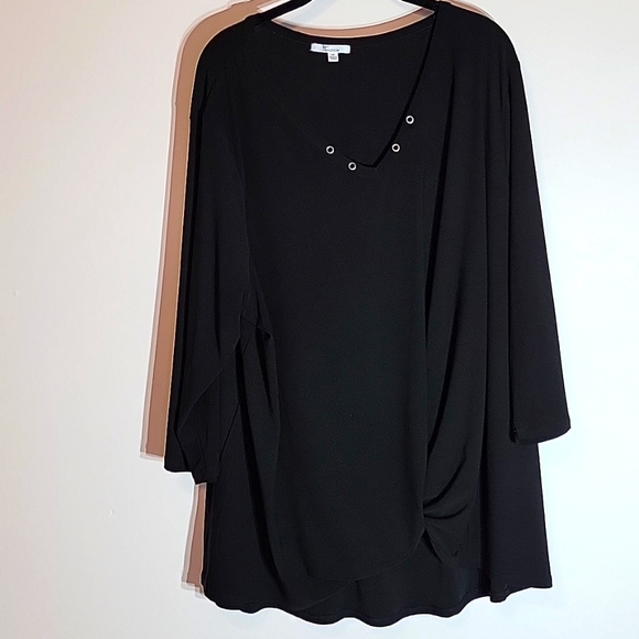 89th & Madison Black ruched 3 XL women's top - Picture 1 of 12